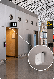People counting sensor at airport restroom entrance