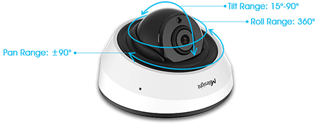 3-Axis Mechanical Design, AI IR Mini Dome Camera，inside security cameras