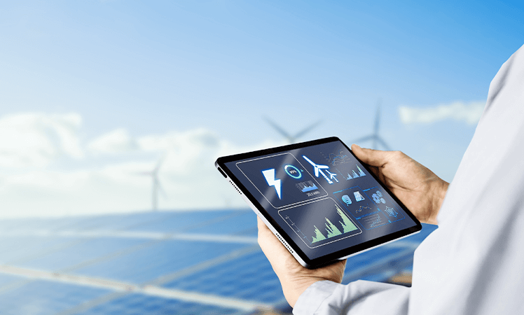 Tablero de gestión de energía en tablet