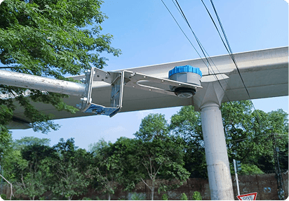 Water level sensor installed on a bridge