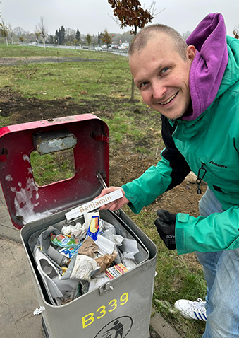 daniel on site deployment with trash bin