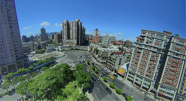 180°panoramic mini bullet camera photo of a city