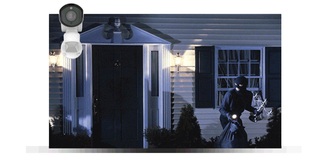 PTZ When someone walks into the specific area, the Mini (PoE) PTZ Bullet pans and tilts to that area automatically, then zoom in to provide clear image for a duration of time