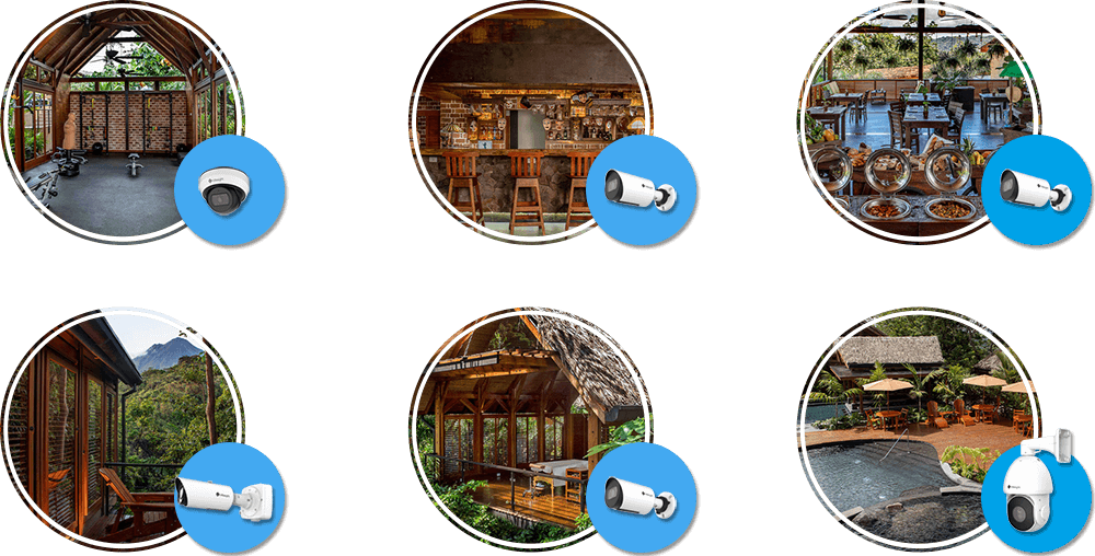various Milesight Dome cameras, bullet cameras and speed dome cameras safeguard for a Resort Hotel