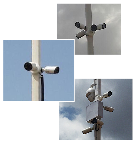 The Milesight Pro Bullet Network Cameras and speed dome camera installed on the outdoor poles.