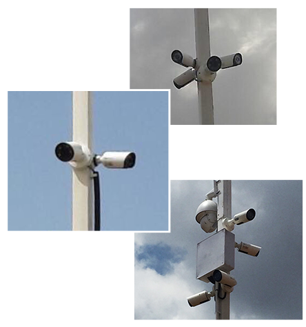 challenge The Milesight Pro Bullet Network Cameras and speed dome camera installed on the outdoor poles.