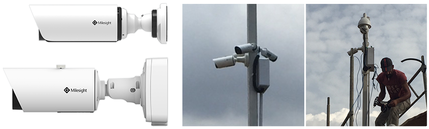 The Milesight Pro Bullet camera and Mini Bullet camera, which have been installed in outdoor areas.