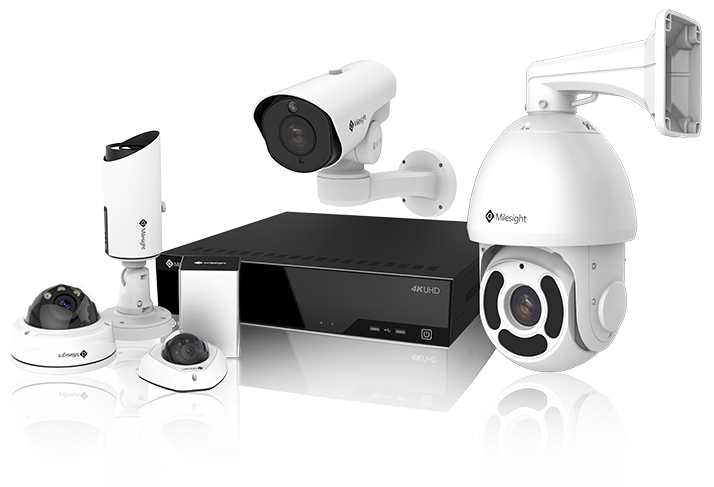 Milesight Video Surveillance solution with Mini PTZ Bullet Network Camera, Speed Dome Network Camera, Dome Network Camera and Bullet Network Camera.