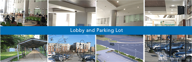lobby and parking lot
