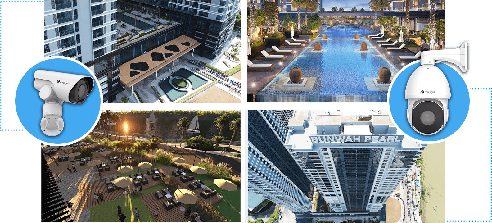 Milesight PTZ Bullet&Speed Dome Camera secure front gate of Sunwah Pearl