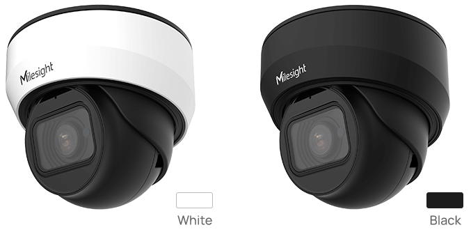 Milesight MS-C4575-FPD：電動バリフォーカルレンズを搭載した防水型ミニドームネットワークカメラ。IK10の耐衝撃性能とIP67の防塵防水規格に準拠した堅牢な金属製ハウジングを採用。内部には3軸調整機構を備え、壁面や天井への設置後も精密な画角調整が可能。レンズ周囲には最大50mのSmart IR II対応赤外線LEDを配置。内蔵マイクおよび外部アラーム/オーディオI/Oを完備したマルチインターフェース設計。