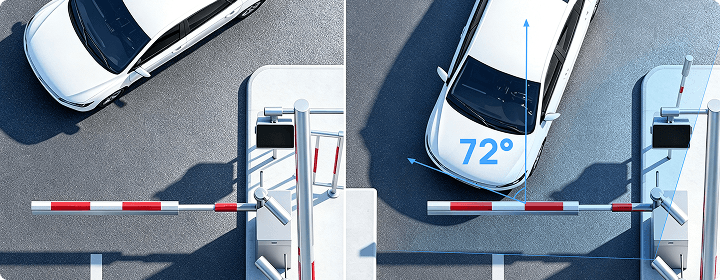 1 1 Up to 72° wide-angle license plate recognition