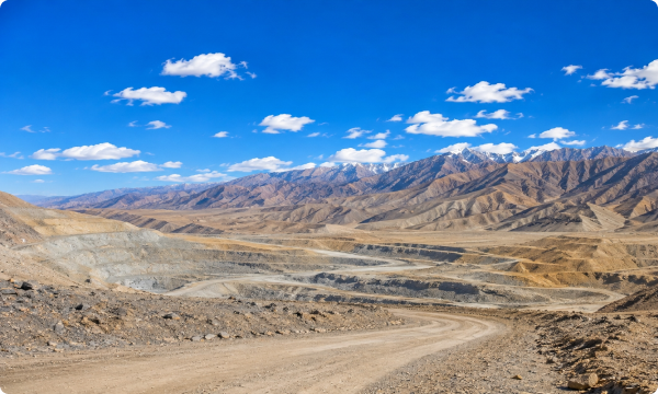 Remote high-altitude industrial road in Chile