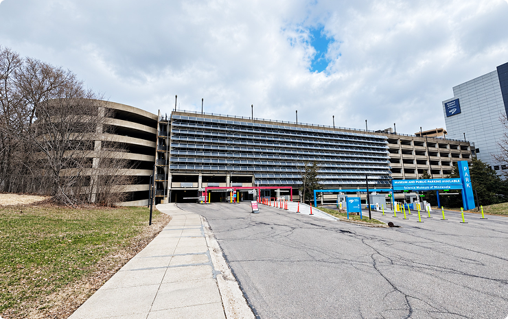 solution1 Entry and exit lanes at the multi-level Minnesota parking facility
