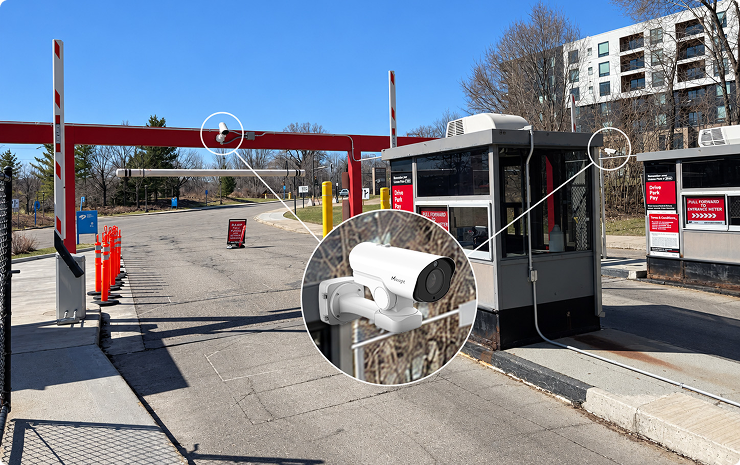 solution2 Milesight LPR camera installed beside the parking entry barrier