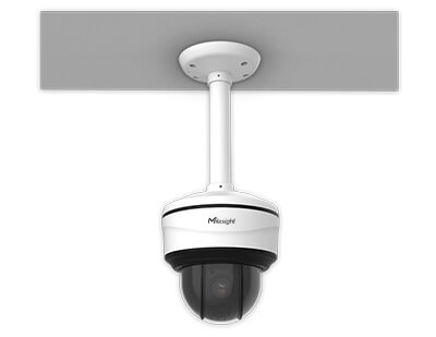 25 A79 Pendent Mount parts and Mini PTZ Dome Camera installed in the wall