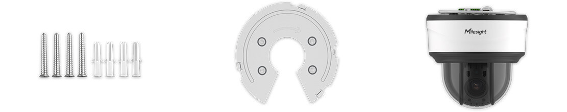 6 screws, bracket and Mini PTZ Dome Camera